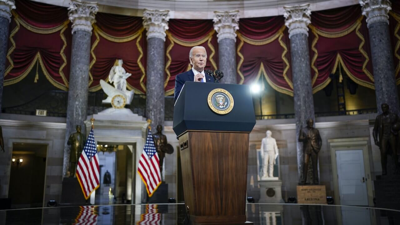 Biden Blames Trump For “Web of Lies” in Jan 6 Capitol Insurrection Anniversary Speech