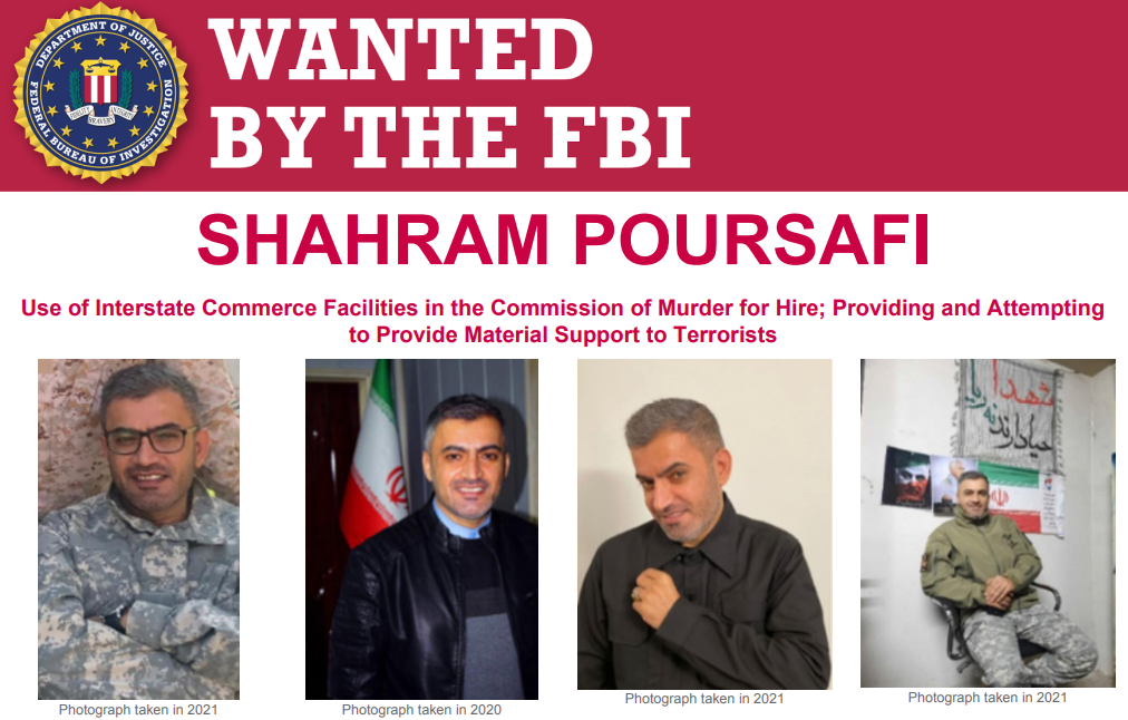 An FBI most wanted poster for Shahram Poursafi