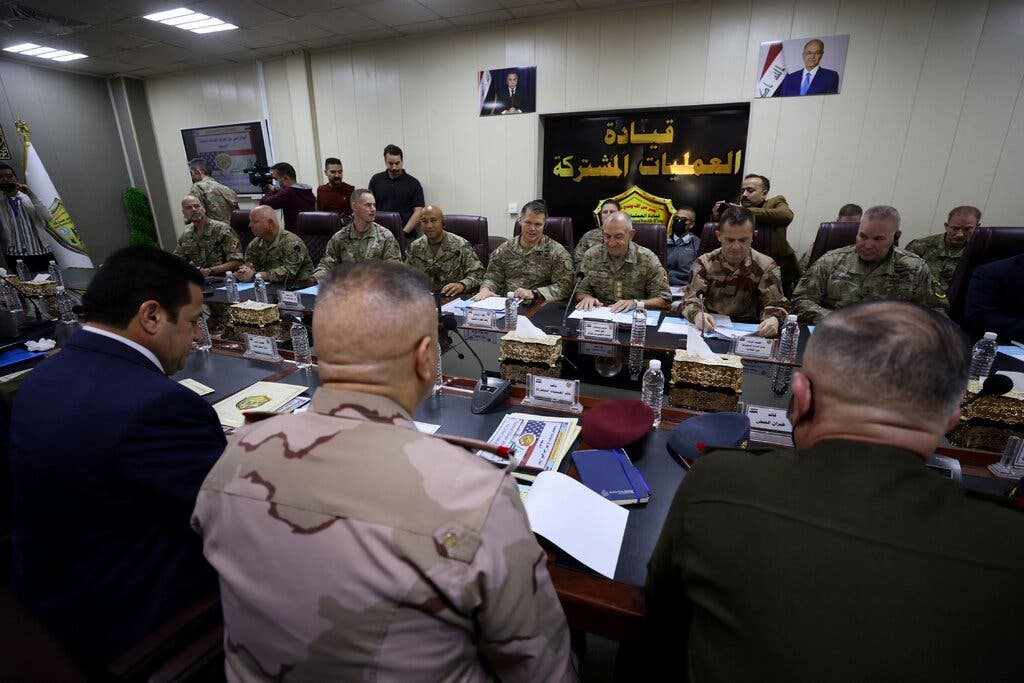A meeting between the US-led anti-ISIS coalition and Iraqi military leaders in Baghdad on Thursday.