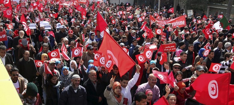 Protestors during 2010 Tunisian revolution