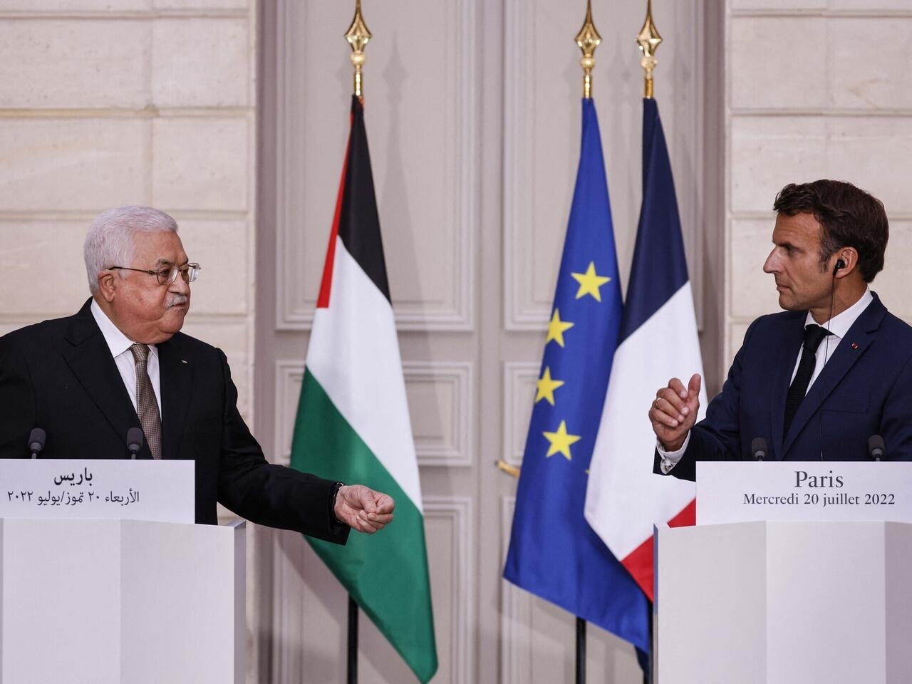 French President Emmanuel Macron hosted his Palestinian counterpart Mahmoud Abbas on Wednesday to discuss a solution to the Palestine-Israel conflict.