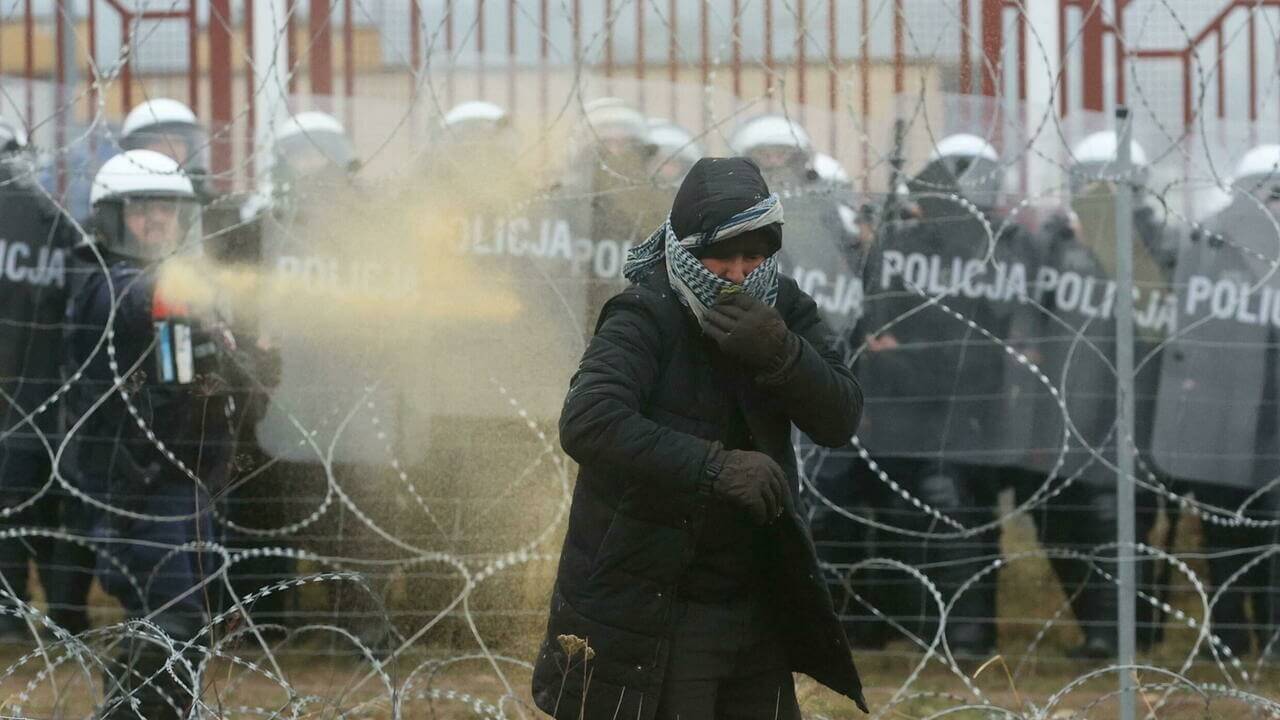 The Polish military at its border with Belarus, where thousands of migrants have attempted to cross into the EU.